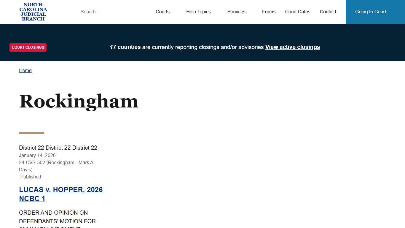 Rockingham North Carolina Judicial Branch