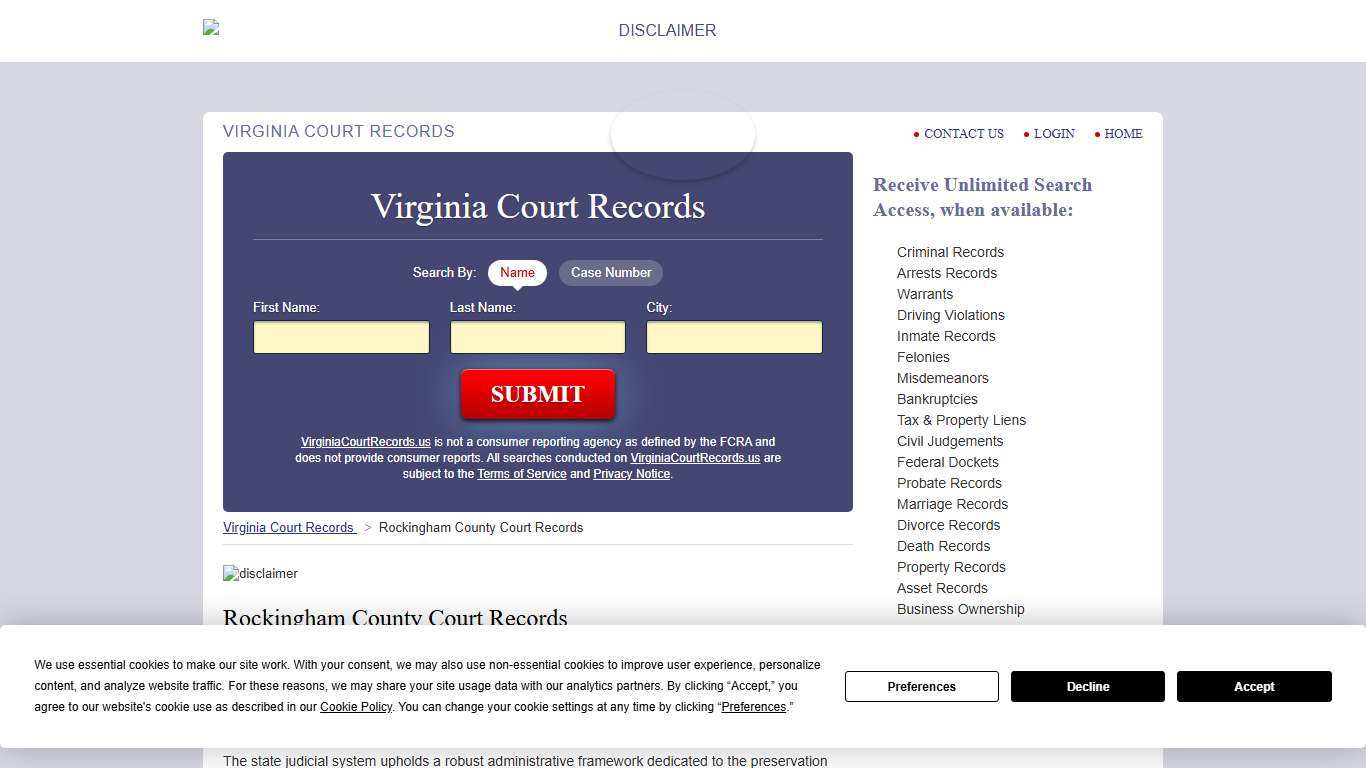 Rockingham County Court Records VirginiaCourtRecords.us